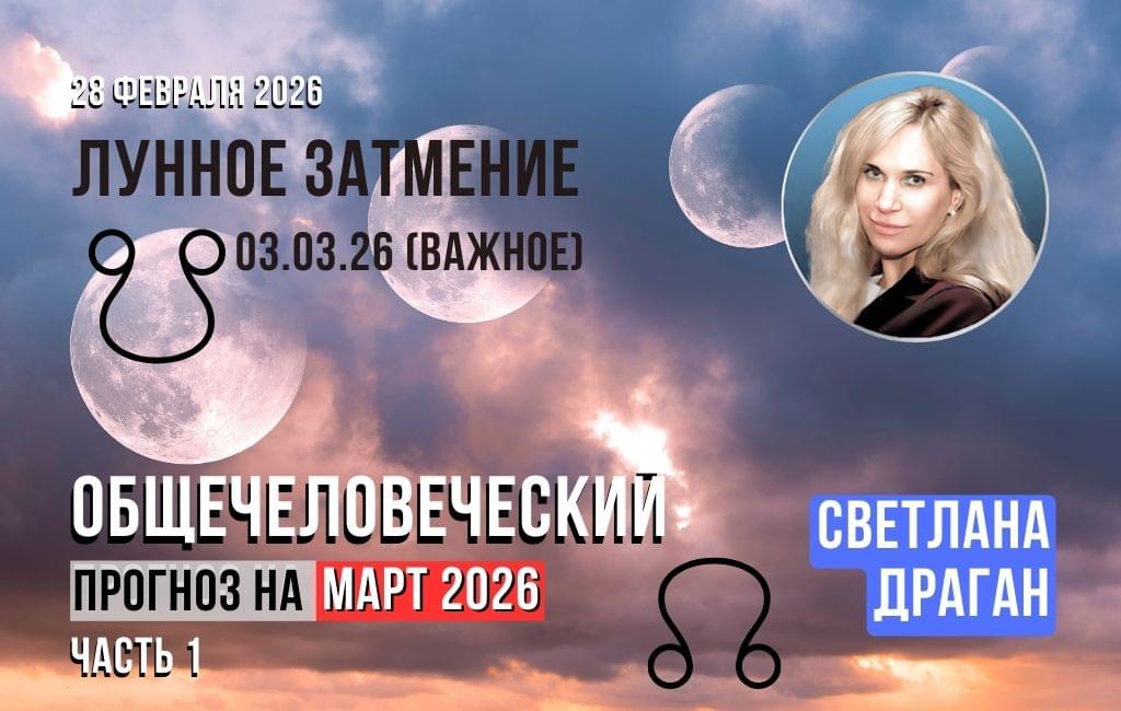 Общечеловеческий прогноз на март 2026. Лунное Затмение: его характер и влияние